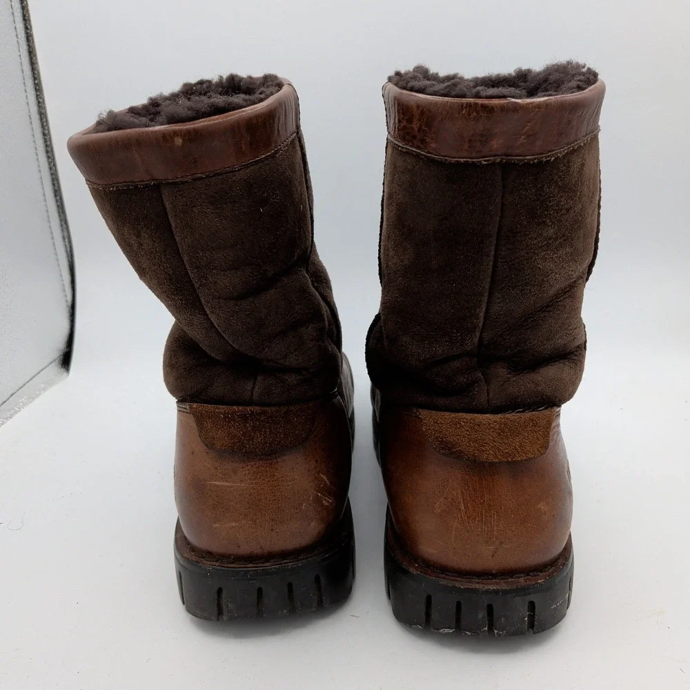 UGG Australia Beacon Brown Leather Sheepskin Winter Snow Boots Mens 11 S/N 5485